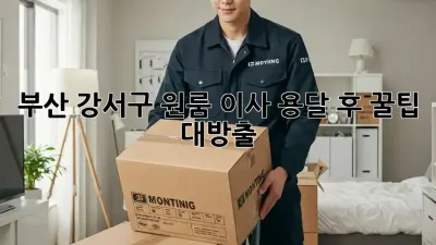 부산 강서구 원룸 이사, 용달 후 꿀팁 대방출!